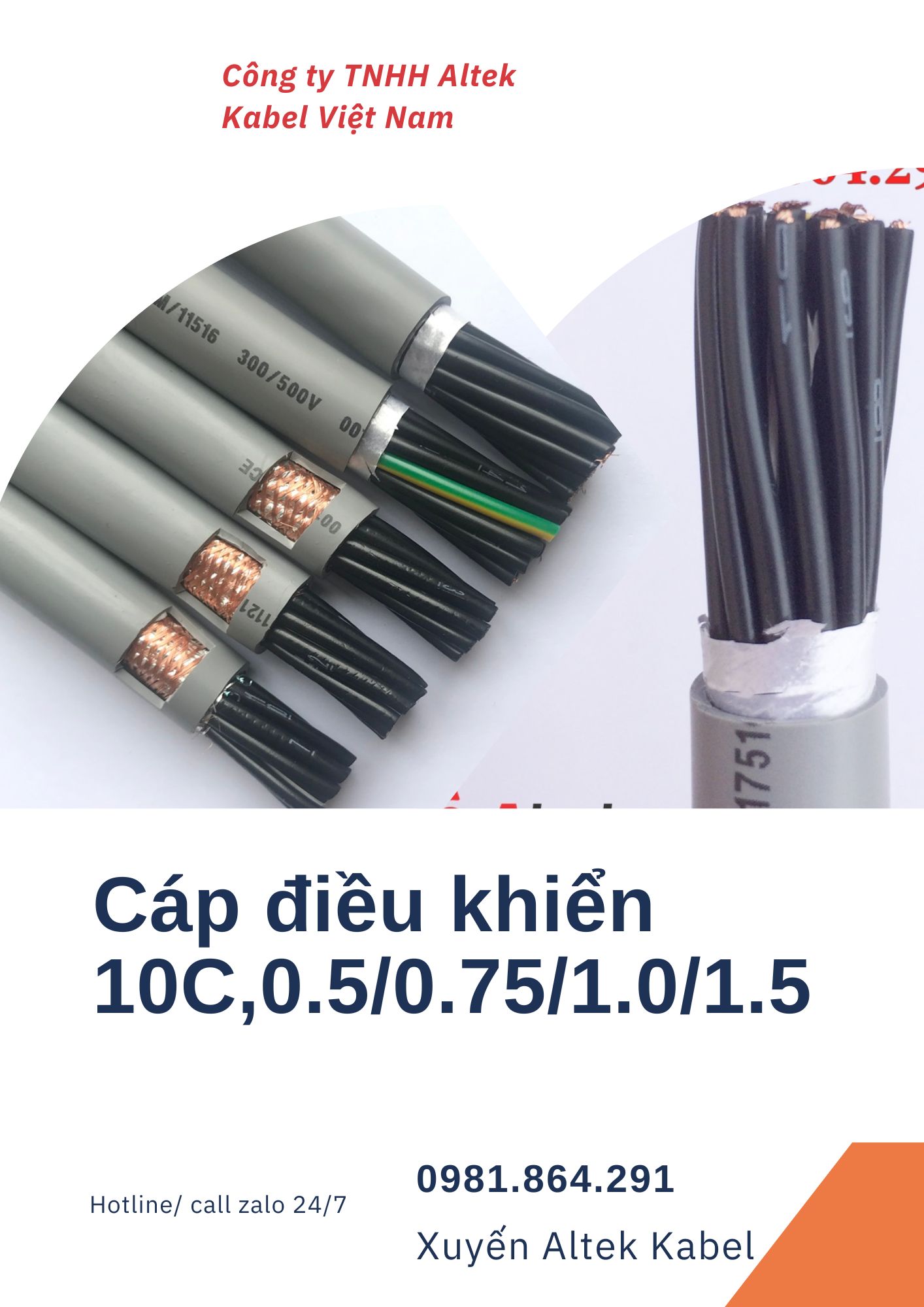 Chuyên cung cấp cáp điện 10x1.0mm2 lõi đồng hãng Altek kabel