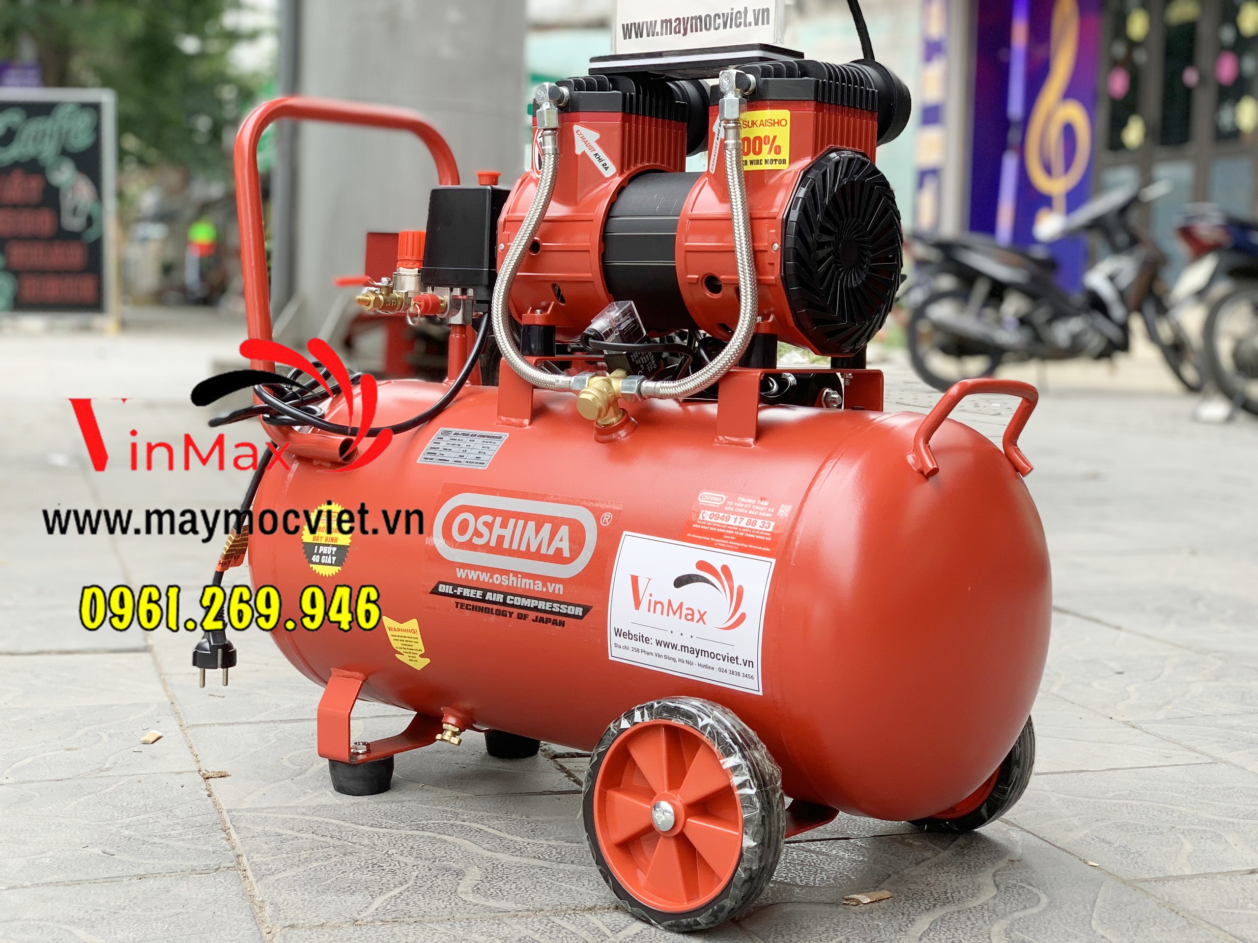 Máy nén khí không dầu Oshima 40L công suất 3HP
