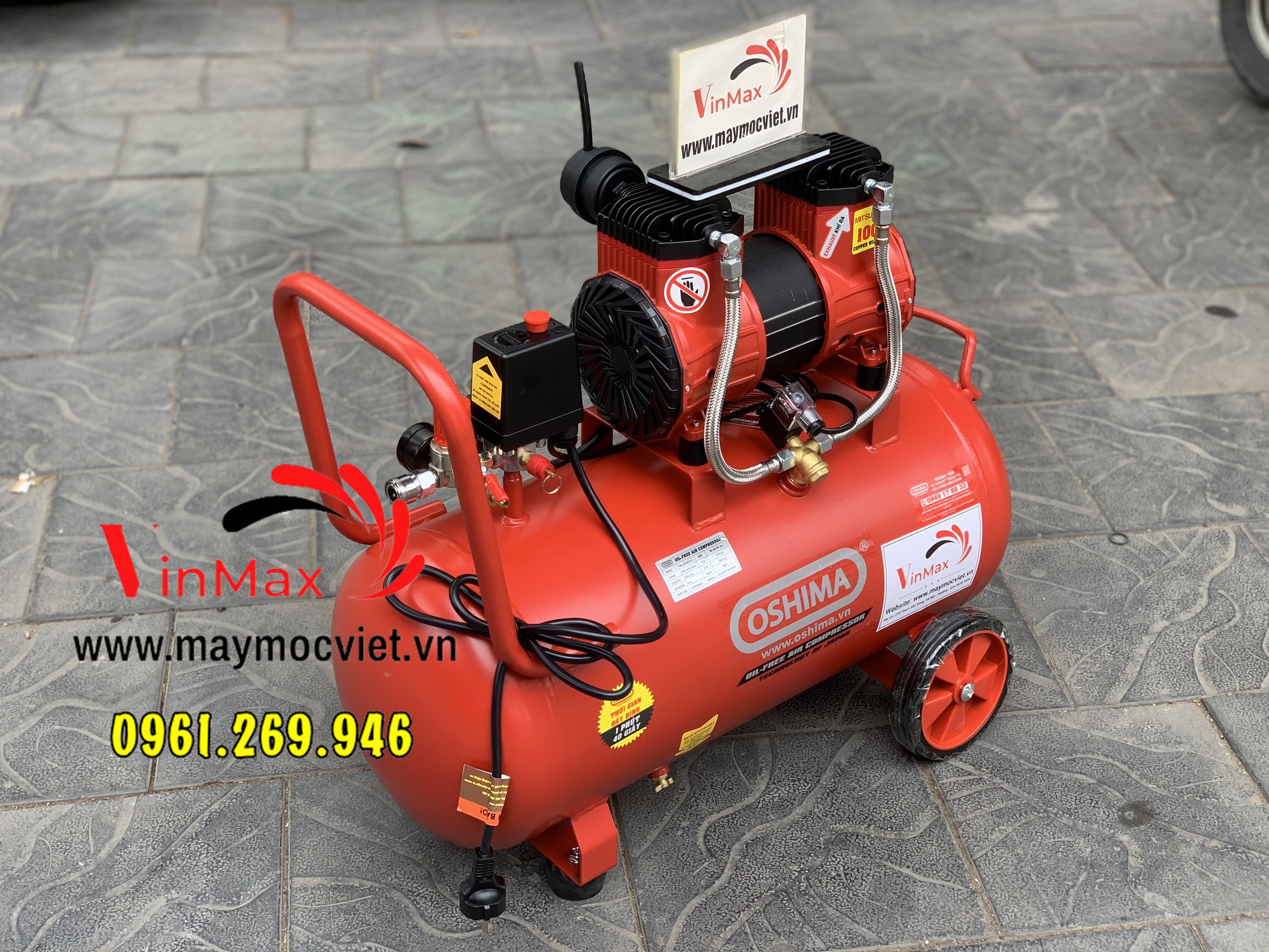Máy nén khí không dầu Oshima 40L công suất 3HP