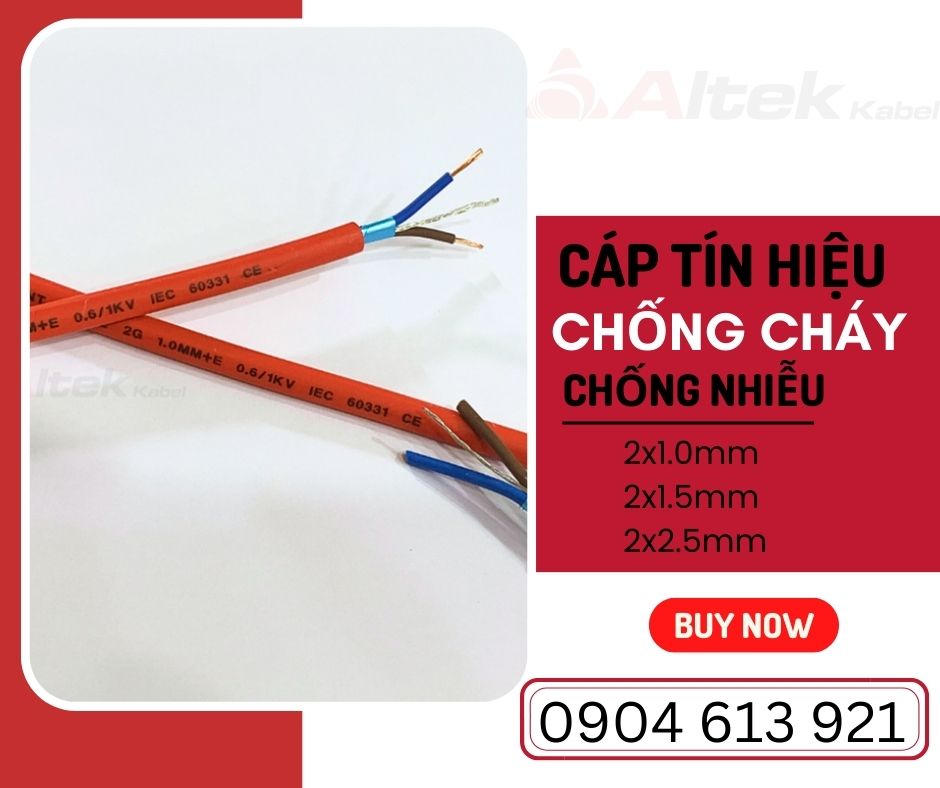 Cáp điều khiển/ cáp tín hiệu chống cháy chống nhiễu 2 lõi 1.0mm/1.5mm