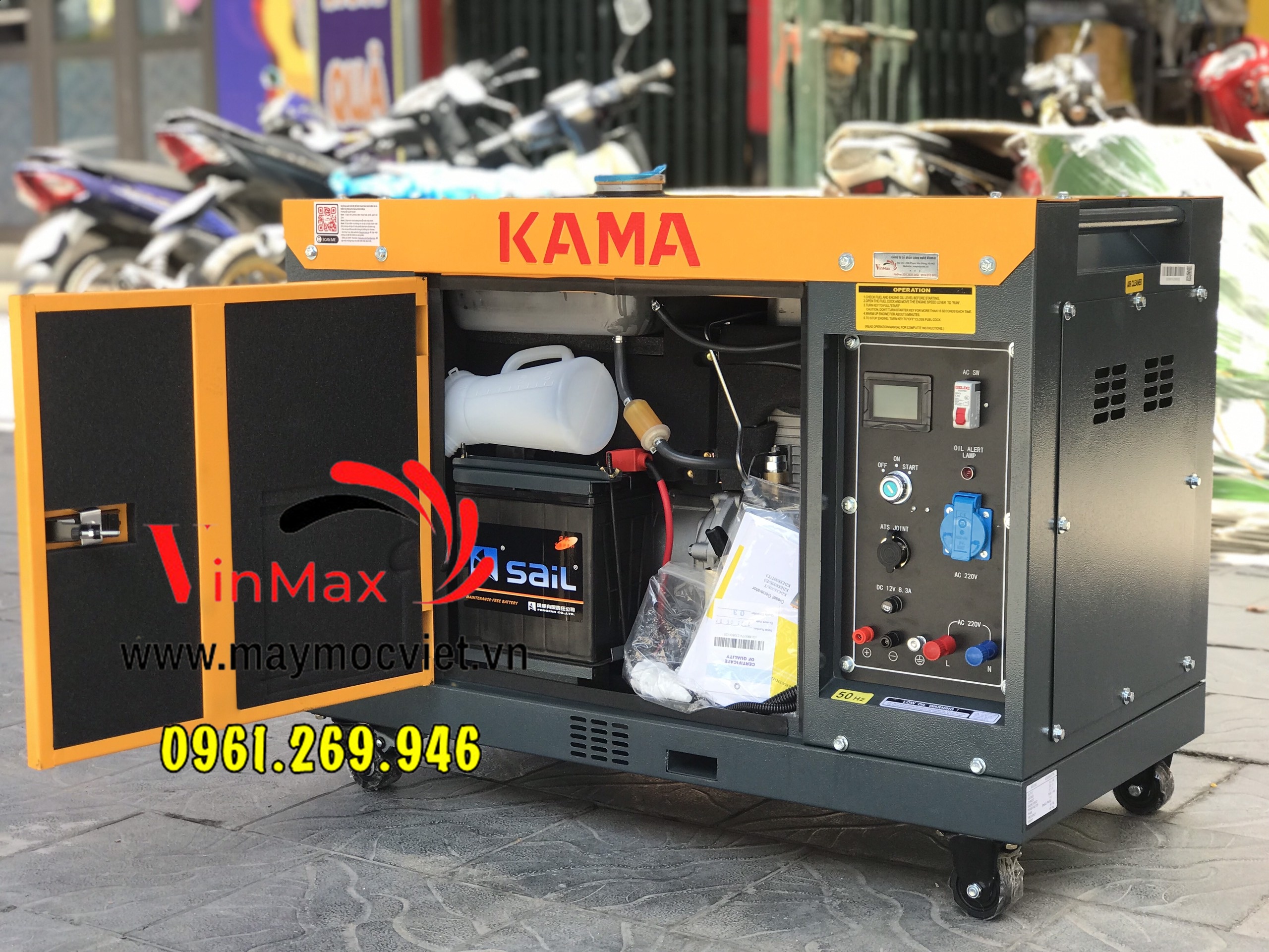 Máy phát điện 6kw chạy dầu Kama 8800TN cách âm chống ồn siêu hot