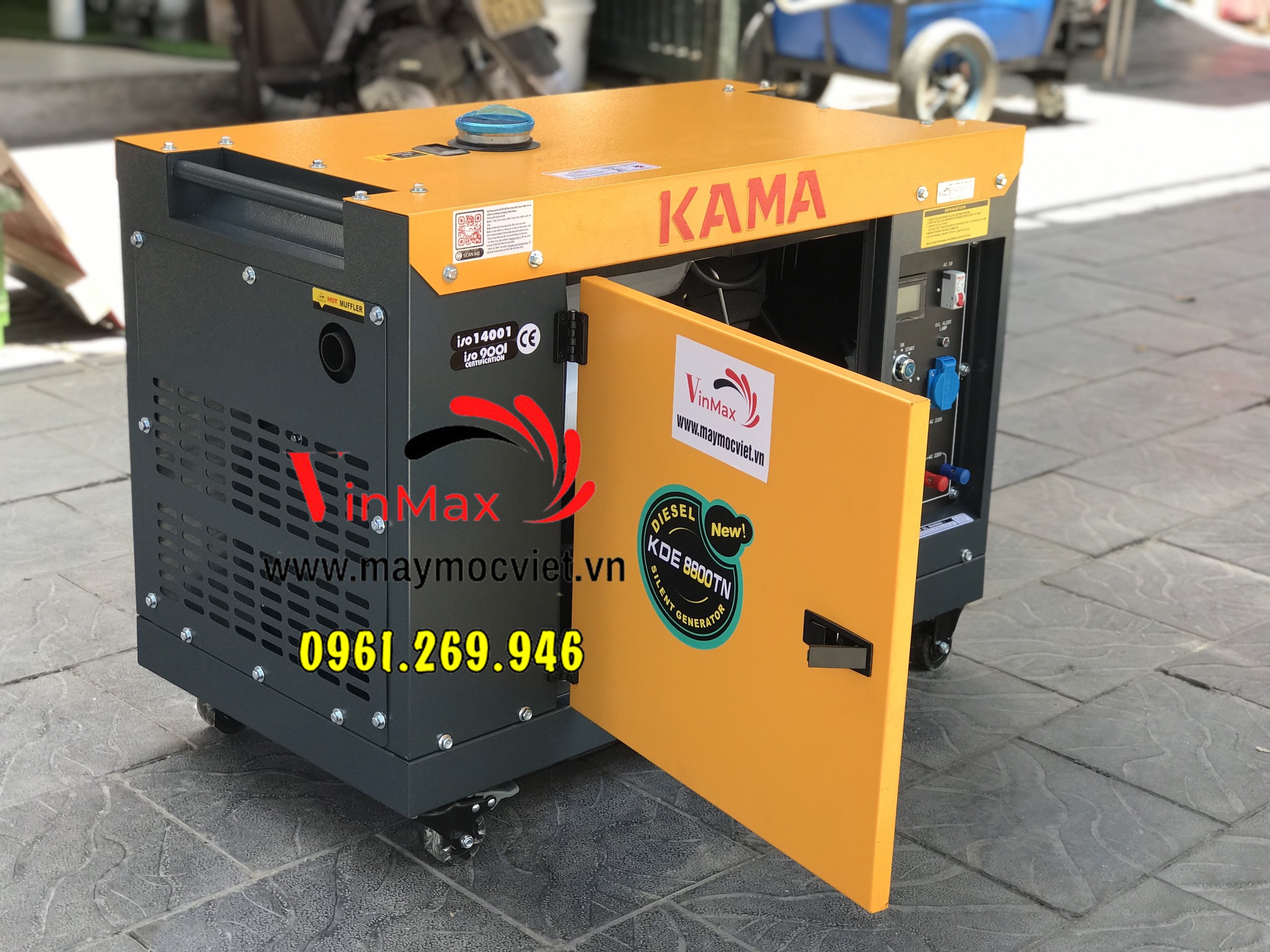 Máy phát điện 6kw chạy dầu Kama 8800TN cách âm chống ồn siêu hot