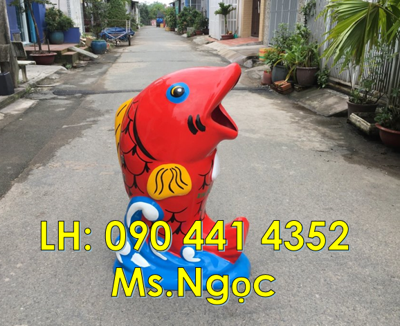 Thùng rác cá chép giá rẻ, thùng rác chuột túi màu theo yêu cầu,
