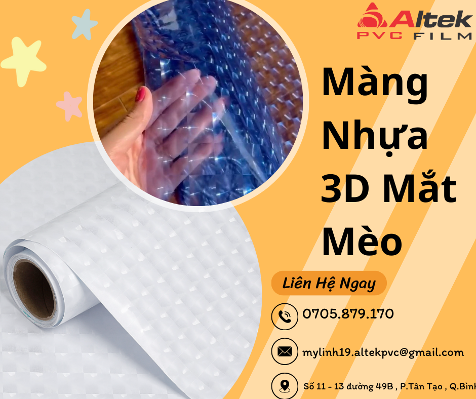 Màng Nhựa 3D Mắt Mèo Dùng Làm Túi Xách Thời Trang v.v....