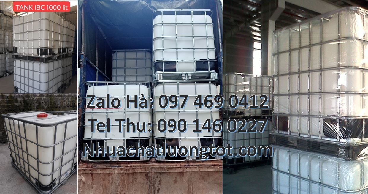 Bán thùng nhựa ibc 1000l có van xả,tank nhựa 1000l màu trắng khung the