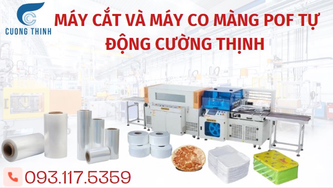 Máy cắt dán màng co POF tự động - bọc seal sản phẩm