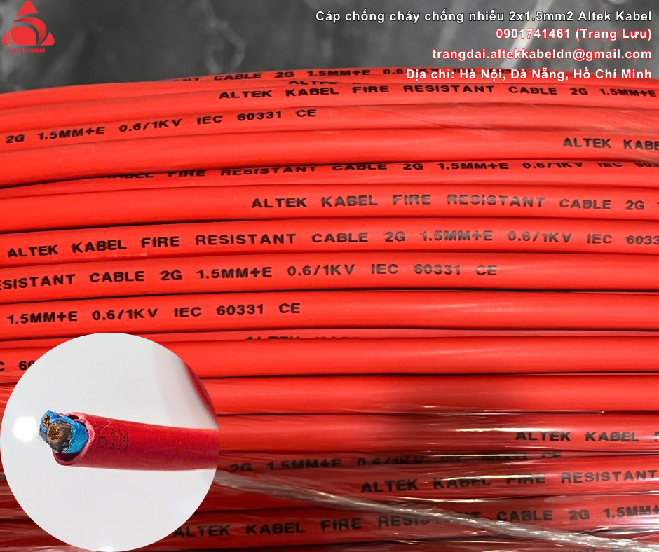 Dây cáp tín hiệu chống nhiễu, chống cháy 2x1.5mm hãng Altek Kabel nhập