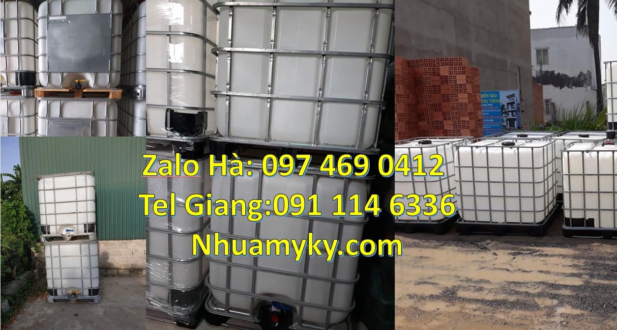 Bán thùng nhựa ibc 1000l vuông trắng,tank nhựa 1000l có khung thép giá