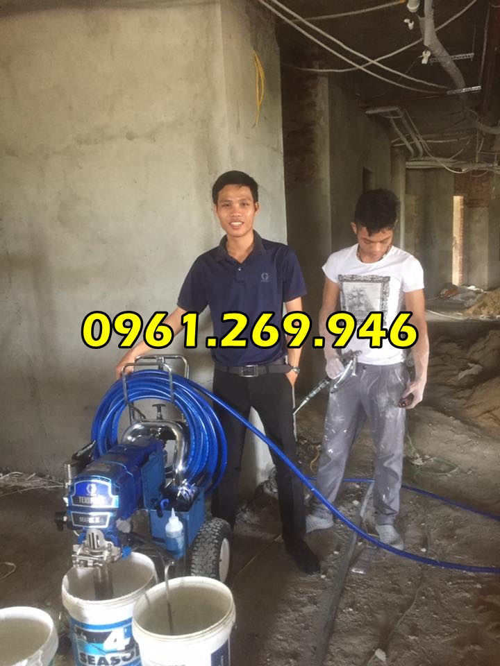 Máy phun bột bả, bột trét Graco Mark X phun chống thấm, bả matit đặc