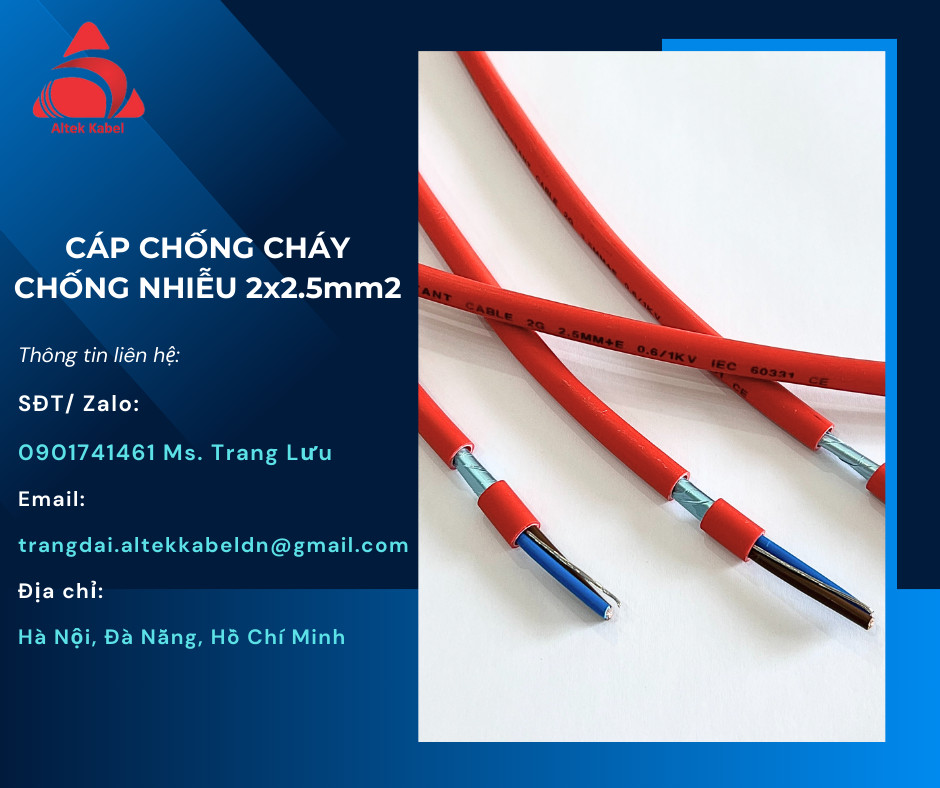 Dây tín hiệu loại 2x1,5mm2 chống cháy, chống nhiễu hãng Altek Kabel