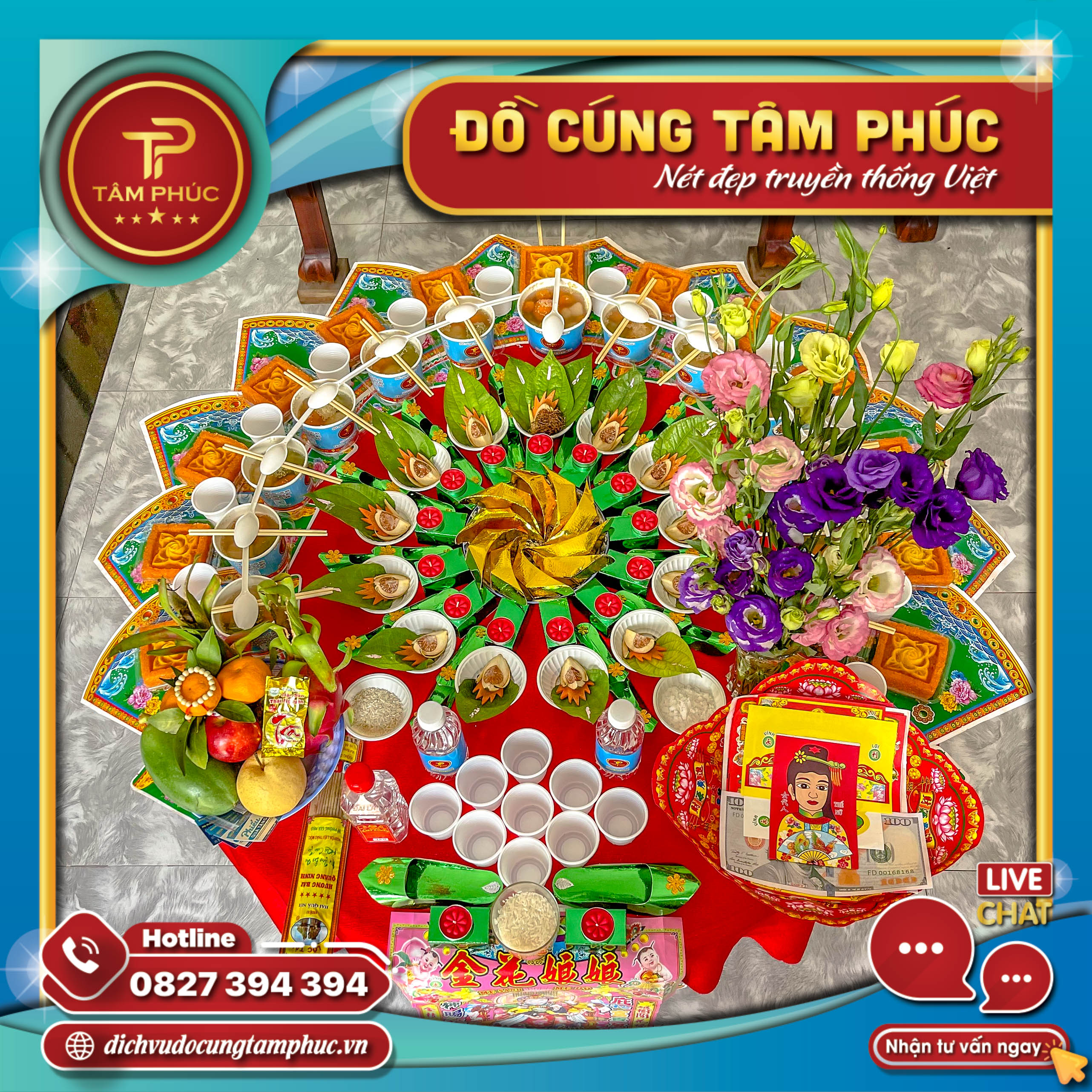 Mâm cúng Đầy Tháng gói chay các các bé yêu.