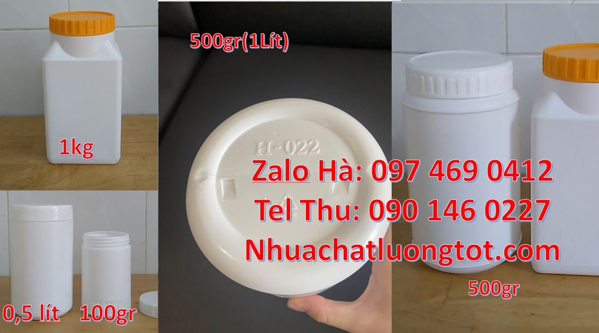 Bán hũ nhựa 200g đựng thuốc tây,hũ nhựa 500g màu trắng nắp vặn giá rẻ