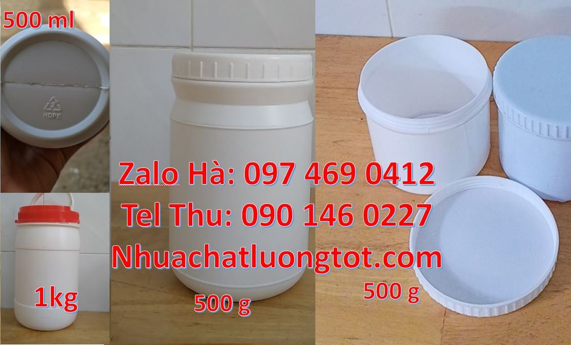 Bán hũ nhựa 200g đựng thuốc tây,hũ nhựa 500g màu trắng nắp vặn giá rẻ