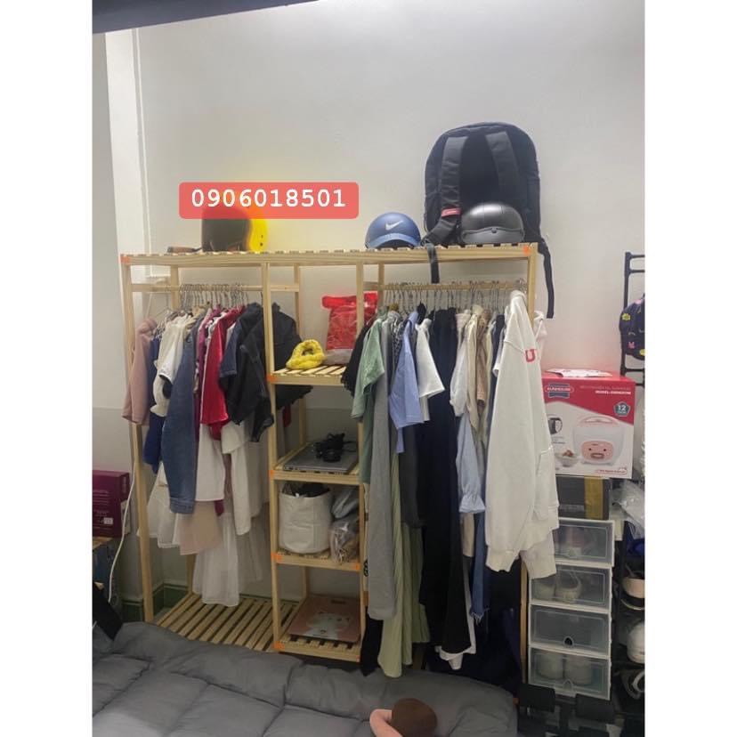 Tủ/ Kệ 3 Gian gỗ thông, giá treo áo quần đa năng tại Đà Nẵng 090601850