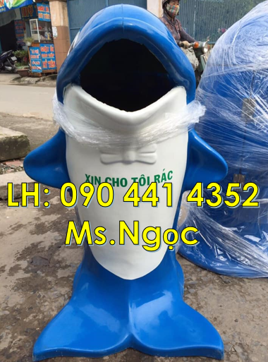 Chuyên sx thùng rác hình con vật, thùng rác cá heo, thùng rác cá chép