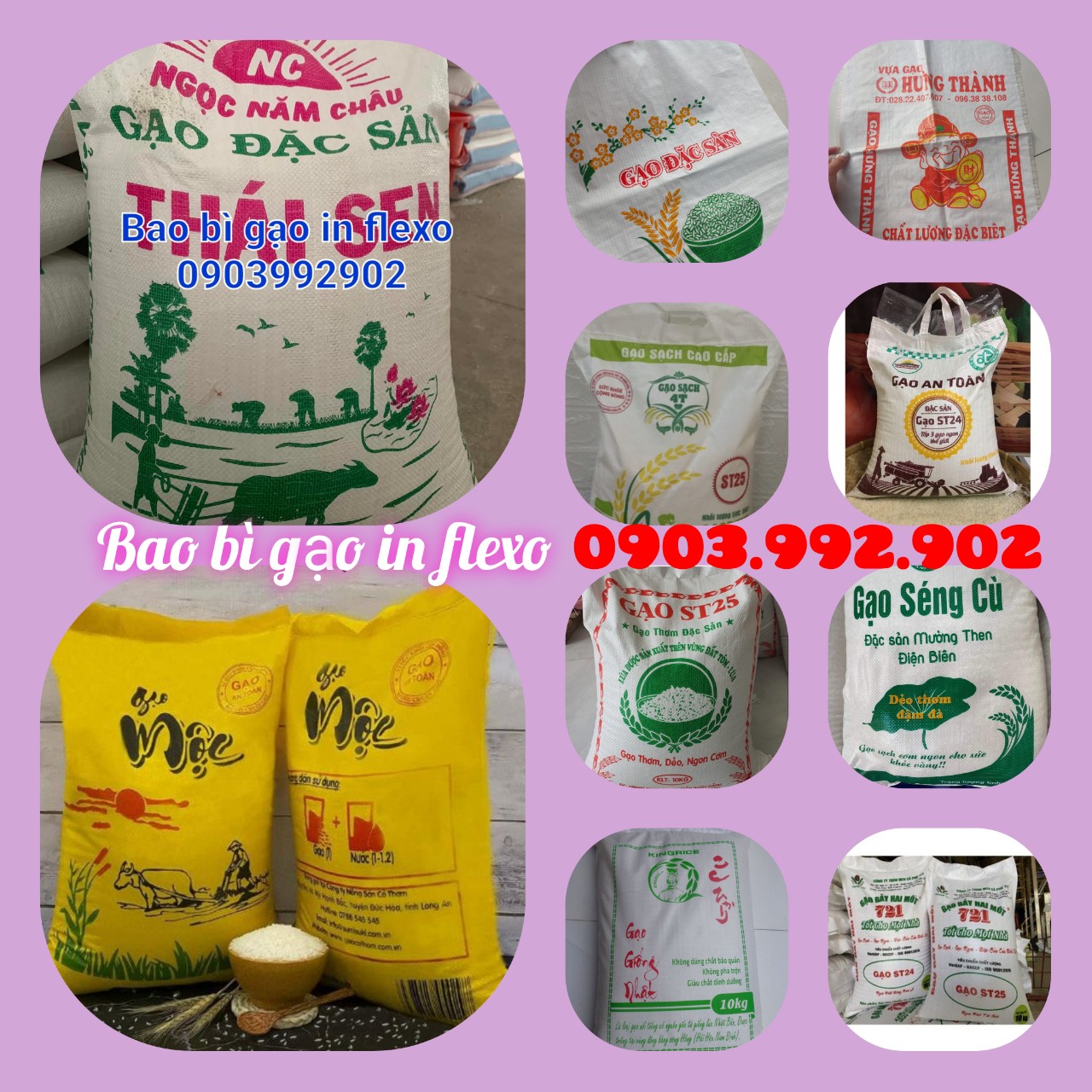 Cty sản xuất và in ấn bao bì đựng gạo 1kg, 2kg, 5kg, 10kg, 25kg, 50kg