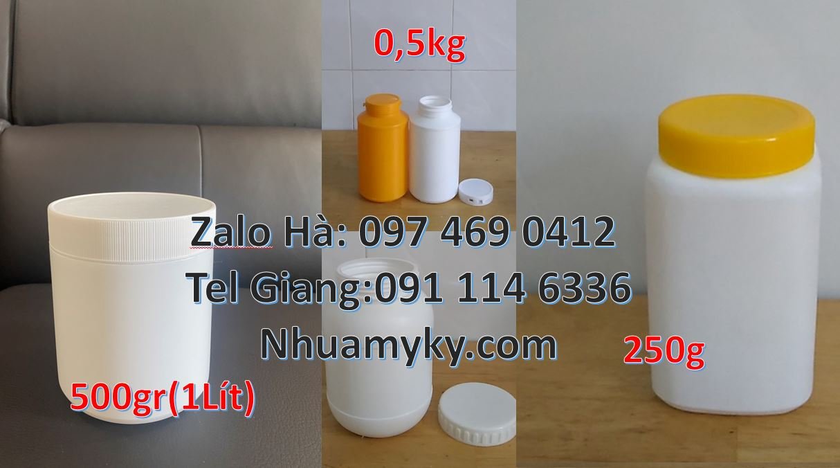 Bán hũ nhựa 500ml đựng muối trắng,hũ nhựa 250g đựng mật ong chất lượng