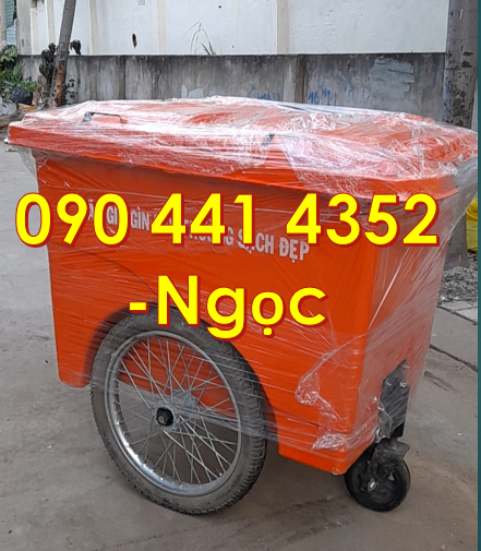 SX xe thu gom rác 660 lít composite, xe thu gom rác 1000L 2 nắp đậy