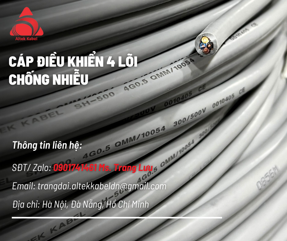 Cáp điều khiển 4 lõi chống nhiễu Altek Kabel cho lắp đặt thang máy