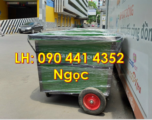 Xe thu gom rác 660 lít chứa chất thải lây nhiễm, xe thu gom rác 1000L