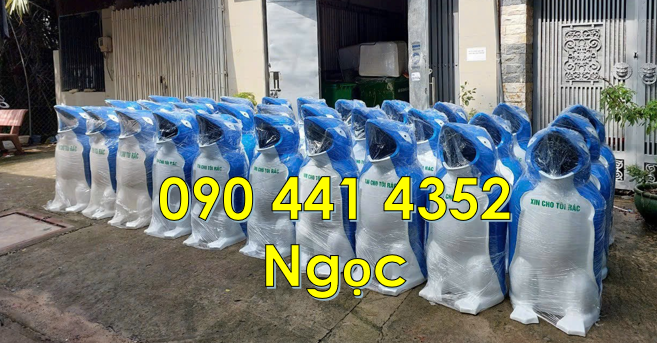 Bán thùng rác con vật màu sắc theo yêu cầu, thùng rác chim cánh cụt