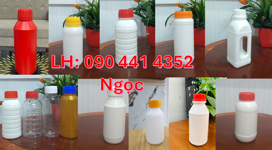 Chai nhựa 1 lít tròn, bán chai nhựa 0.5L vuông, chai nhựa tròn 250ml