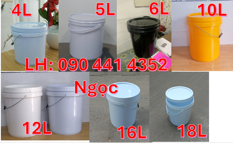 Vỏ thùng đựng sơn 20 lít, xô nhựa 18L vuông, thùng sơn 16 lít,