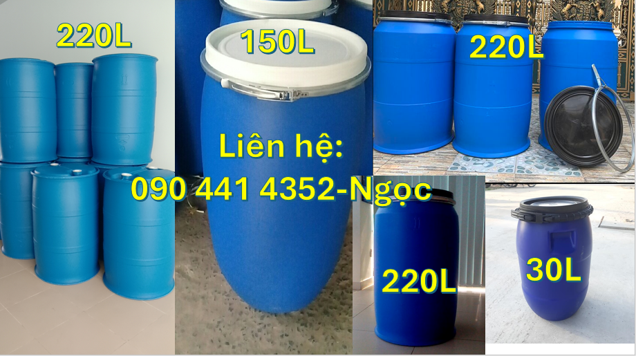 Thùng phuy nhựa 30 lít mới, thùng phuy 50 lít lên men thực phẩm, phuy
