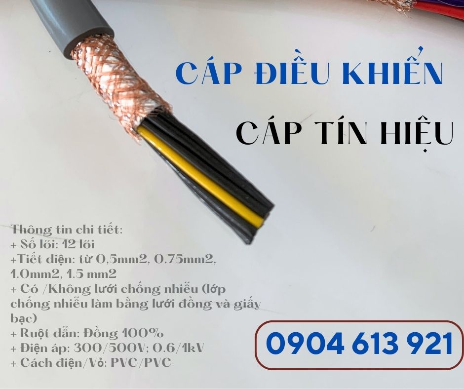 Cáp tín hiệu 12 lõi 12x0.5mm/12x0.75mm/12x1.0mm/12x1.5mm