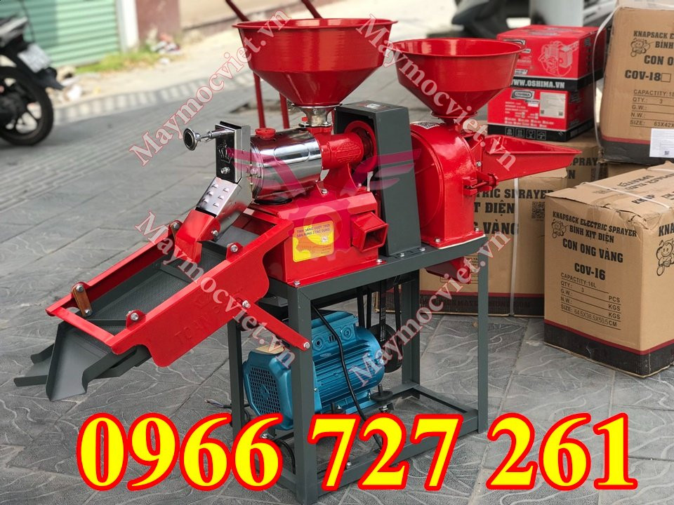 máy xát gạo đa chức năng liên hoàn, có sàng rung lọc sạn