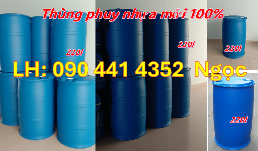 Thùng phuy nhựa 220 lít, thùng nhựa 120 lít đựng hóa chất, thùng phuy