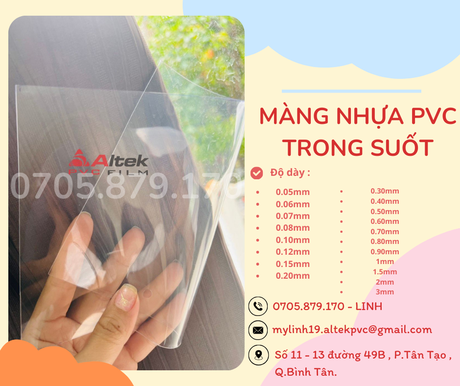 MÀNG NHỰA PVC TRONG SUỐT (ĐỦ LOẠI ĐỘ DÀY)