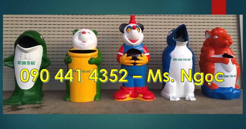 Thùng đựng rác hình cá heo, thùng rác cá chép, thùng rác chim cánh cụt
