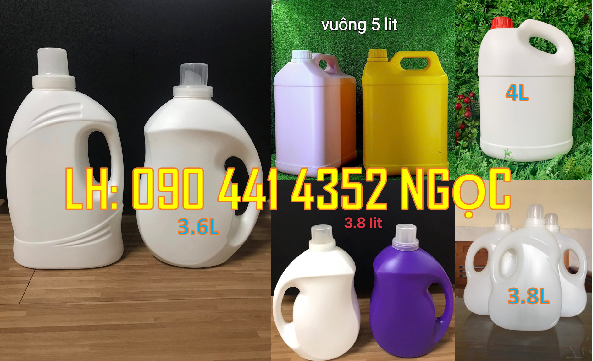 Can nhựa 1L đựng nước lau sàn, can nhựa 800ml đựng nước rửa chén