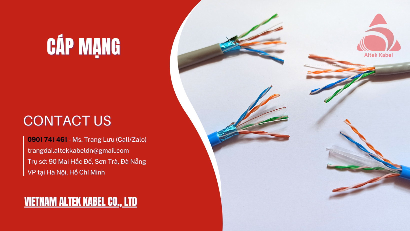 Cáp mạng UTP Cat5, Cat6 Altek Kabel tại Đà Nẵng, Hà Nội, Hồ Chí Minh