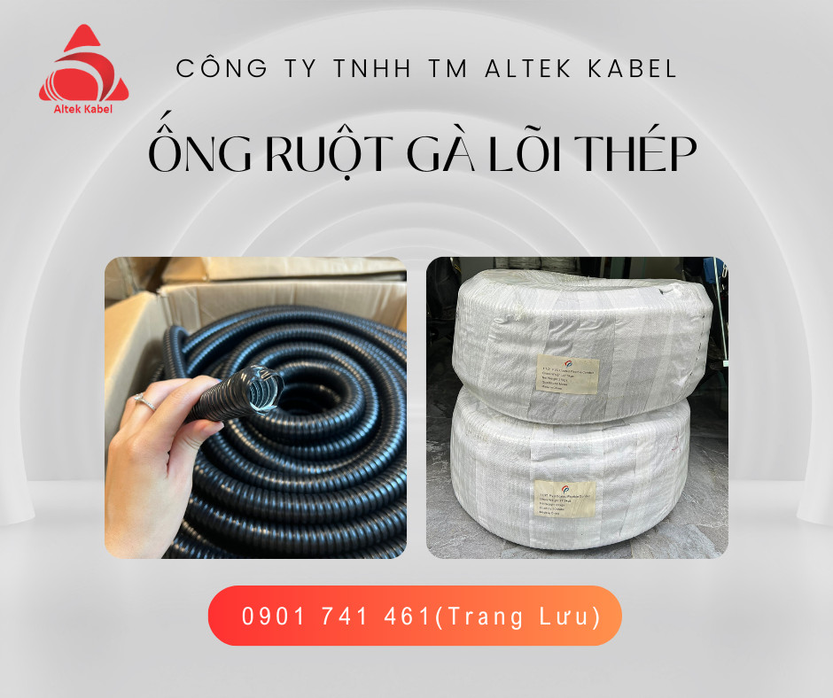 Ống ruột gà lõi thép bọc nhựa pvc 1/2 inch (ID 16 - OD 19)