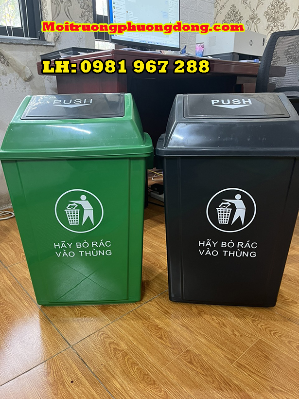 Bán thùng rác 40 lít nắp lật màu đen tại Hà Nội