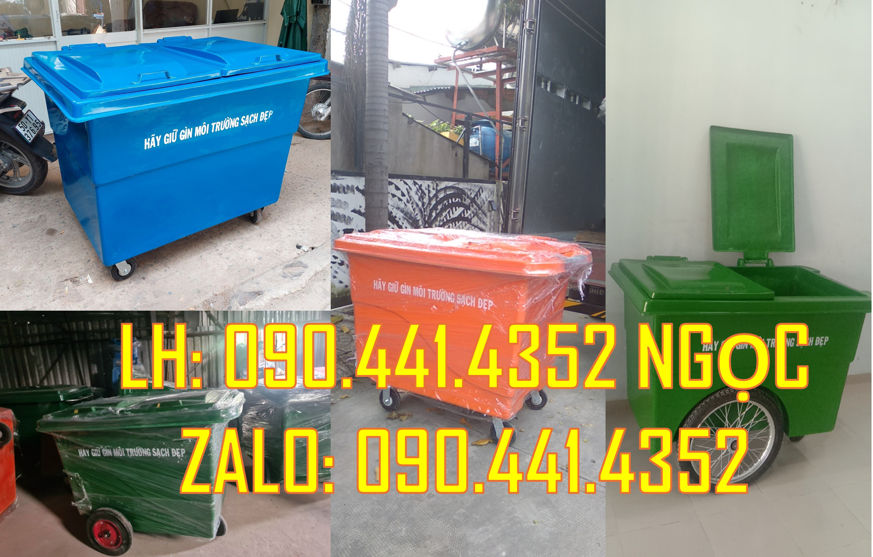 Bán xe thu gom rác 660 lít, xe đẩy rác dung tích 1000 lít, thùng rác