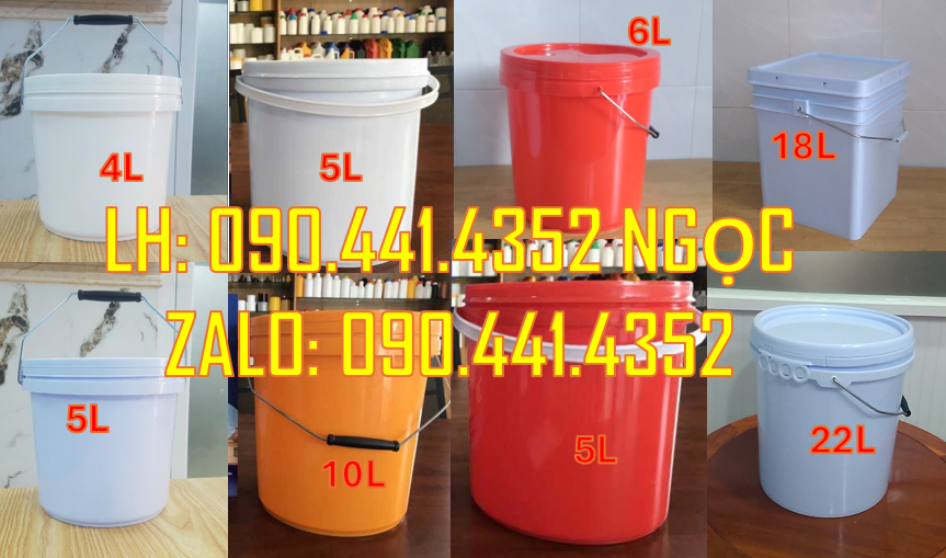 SX vỏ thùng sơn 5 lít, thùng đựng sơn 10 lít, xô nhựa 20 lít quai sắt