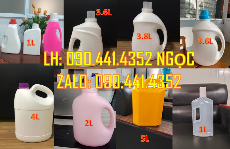 Phân phối can nhựa vuông 5 lít vàng, can nhựa 4 lít, can 3.6 lít