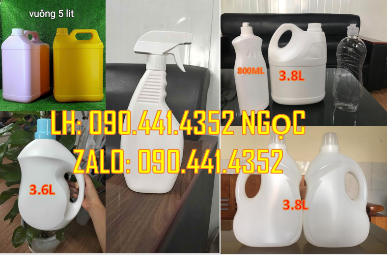 Phân phối can nhựa vuông 5 lít vàng, can nhựa 4 lít, can 3.6 lít