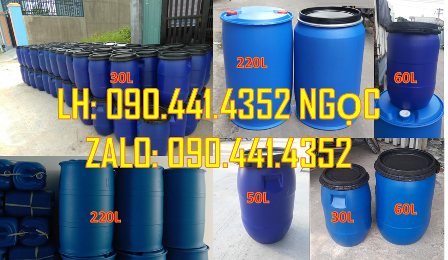Bán thùng phuy đựng hóa chất, phuy nhựa 30 lít, 50 lít, 60 lít, 100L