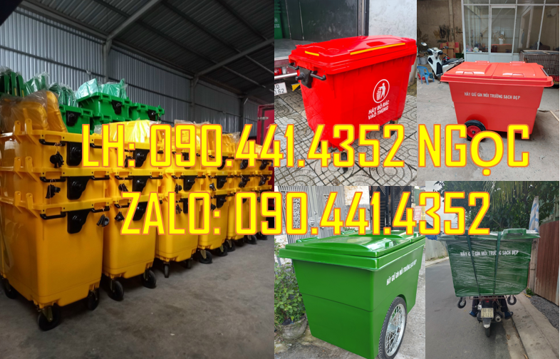 Thùng rác 1000 lít, xe thu gom rác 1000 lít màu xanh lá, xe thu gom