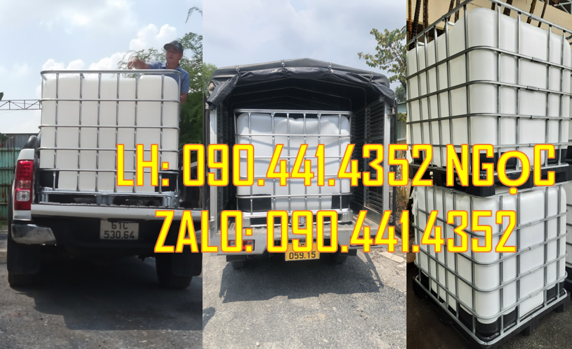 Tank nhựa cũ 1000L giá tốt, bồn nhựa 1000L qua sử dụng 1 lần, tank ibc