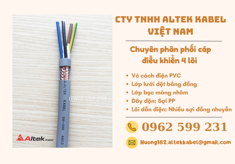 Cáp 4 lõi, Cáp điều khiển, Cáp tín hiệu Altek kabel