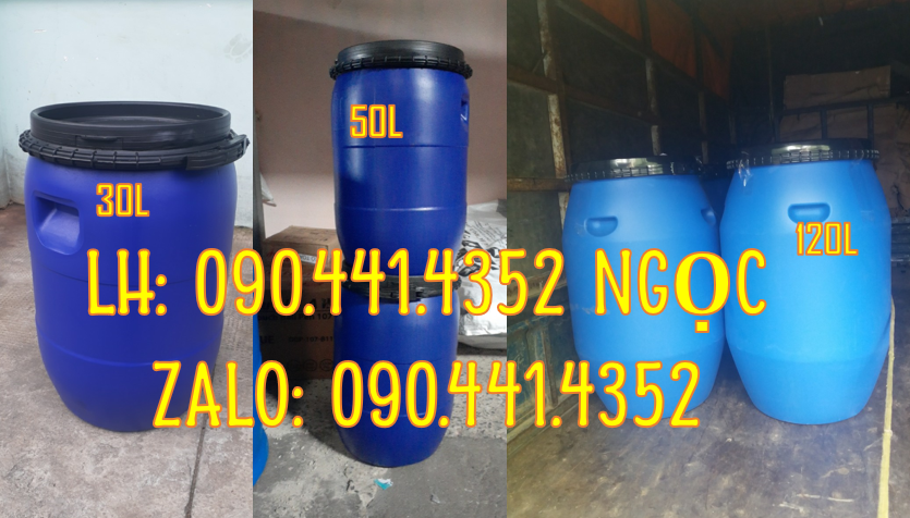 Thùng phuy nhựa 30 lít mới, thùng phuy 50 lít lên men thực phẩm, phuy