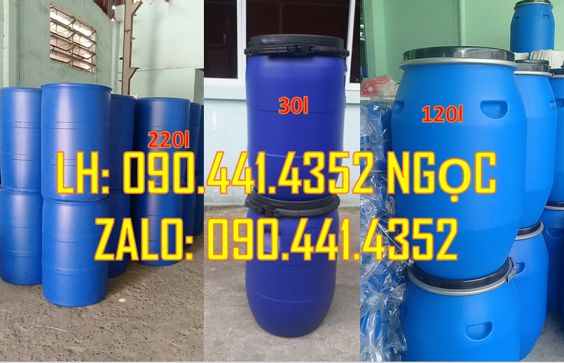 Thùng phuy nhựa 30 lít mới, thùng phuy 50 lít lên men thực phẩm, phuy