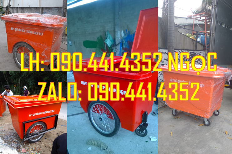 Xe thu gom rác 660 lít y tế, xe thu gom rác 1000 lít nhựa composite