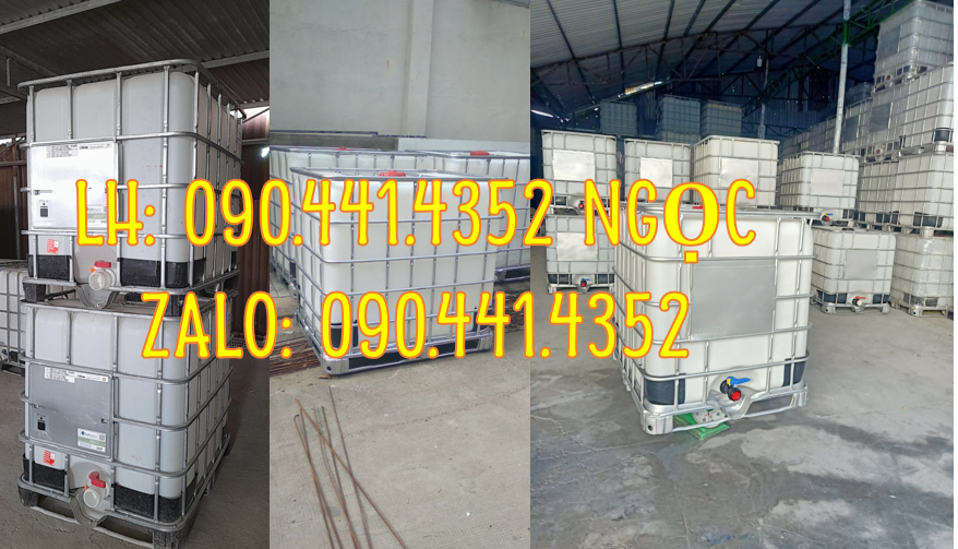 Tank nhựa ibc cũ 1000 lít có lồng, bồn nhựa cũ 1000 lít còn mới 90%