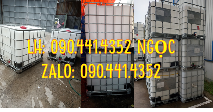 Tank nhựa ibc cũ 1000 lít có lồng, bồn nhựa cũ 1000 lít còn mới 90%